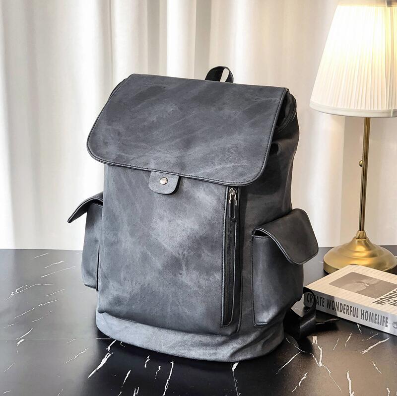 men handbag simple clamshell leather backpack college wind plaid leisure travel mens backpacks waterproof wear-resistant contrast fashion shoulder b