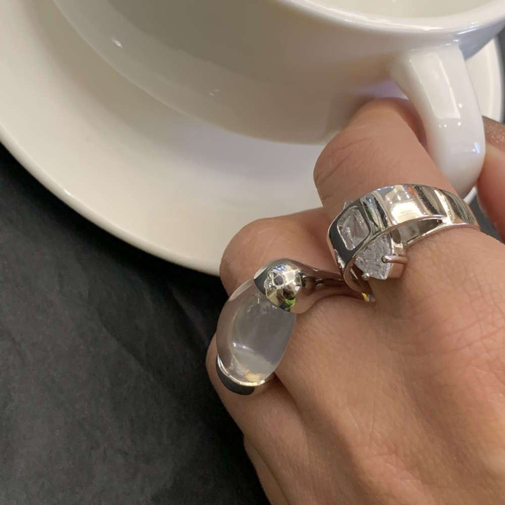 Ins net red with niche neutral clip drill layer fashionable simple versatile wide edition ring