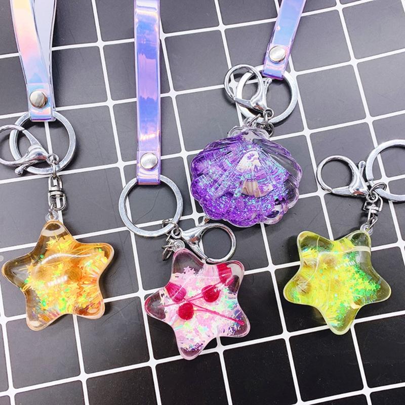Keychains Keychain Fashion Stereo Key Ring Creative Mobile Phone Bag Car Pendant Transparent Cute Scallops Star Shaped Gifts XXFF