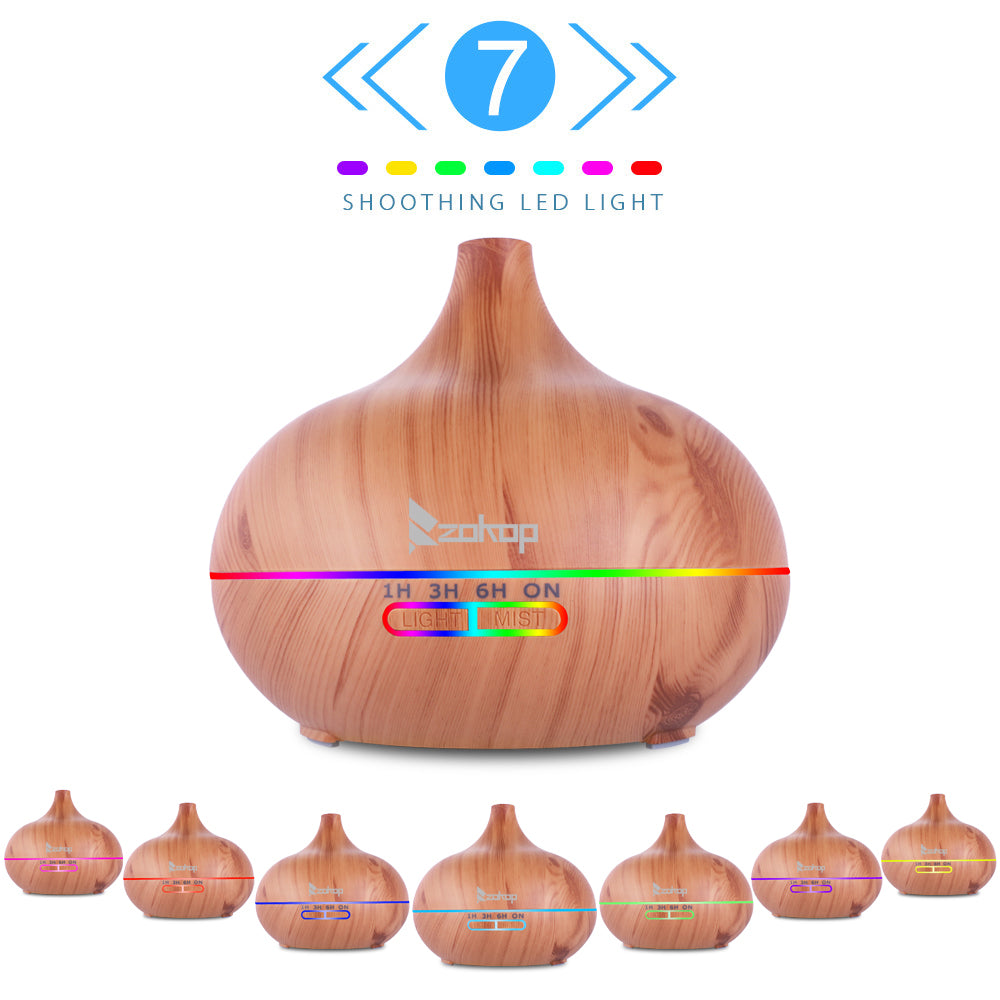 Aroma Air Diffuser Umidifier Electric Wood Grain Ultrasonic Humidifier Essential Oil Aromatherapy 1801YK 220V 500ML RGB Mist Maker Home