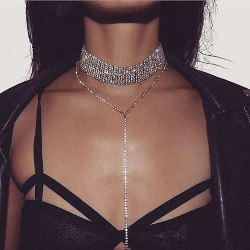 Rhinestone Choker Necklace Statement Crystal Chokers Necklaces For Women Chunky Neck Accessories Jewelry Christmas Gift