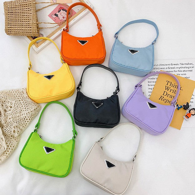 Designer baby cross body fashion shoulder bag candy pure color children cute handbag kid purse U
