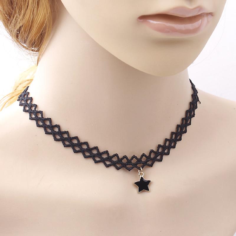 Korean Fashion Black Flannelette Star Pendant Necklace Elegant Female Wedding Choker Accessories Charming Ladies Party Jewelry Necklaces