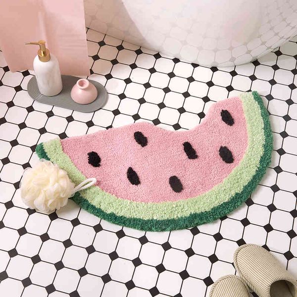 Watermelon Bathroom Rug Fruit Carpet Living Room Tapis Toilet Kitchen Floor Mat Door Mats Soft Anti Slip Rugs Dorm Home Decor 210330