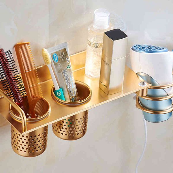 Hair Dryer Storage Rack Holder Wall Mounted Comb Stand bathroom-bedroom home Use kitchen gadgets and accessories organizer tools 210330