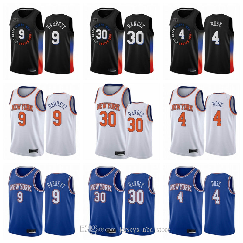 Obi Toppin RJ 9 Barrett Derrick Rose Julius Randle New York&#13;Knicks&#13;Men Black City 2020-21 Swingman Basketball Jersey Edition