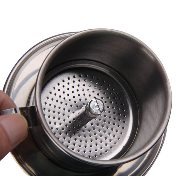 Vietnam Style Coffee Filter Mug Cup Jug Stainless Steel Metal Vietnamese Coffee Drip Cup Filter Maker Strainer Cool Perfect 210331