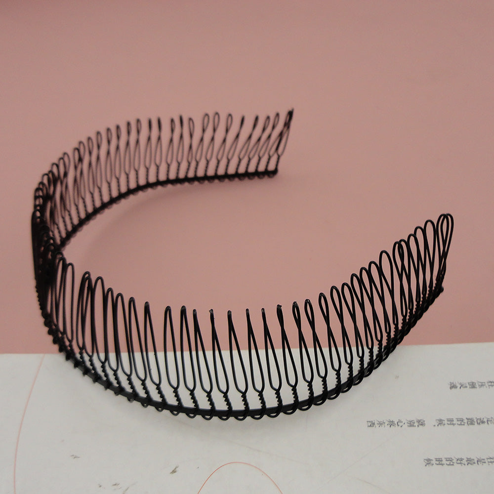 6PCS Black 3.5cm teethed Full Teeth Plain Metal Comb Headbands teethe hair hoops for women makeup grandma&#039;s ridge Hairbands