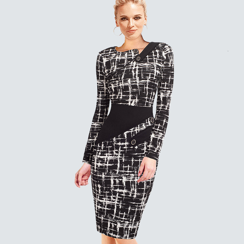 dresses Plus Size Elegant Wear To Work Women Office Business Casual Tunic Bodycon Sheath Fitted Formal Pencil B63 B231
