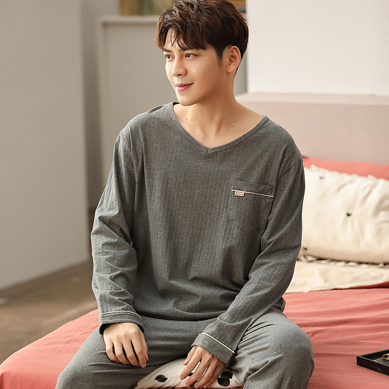 sleepwear 2021 Spring Korean Long Sleeve Pajama Sets for Men Cotton Suit Nightwear Male Loungewear Pyjamas Homewear Home Clothes