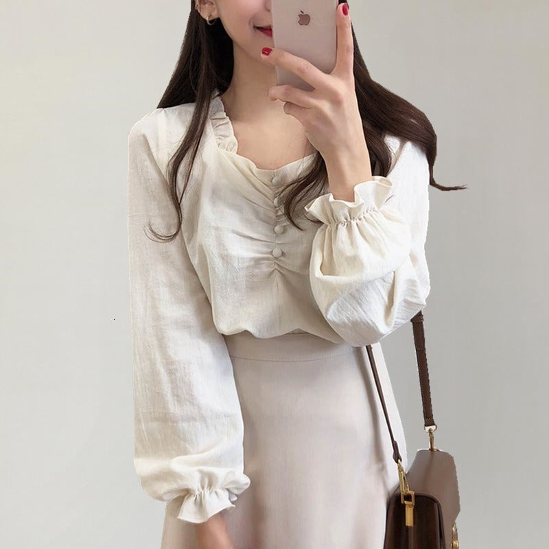 Bra Cute Sweet Tops Hot Women Korean Japanese Clothes Button Shirts Blouses Preppy Style Vintage Top Blouse