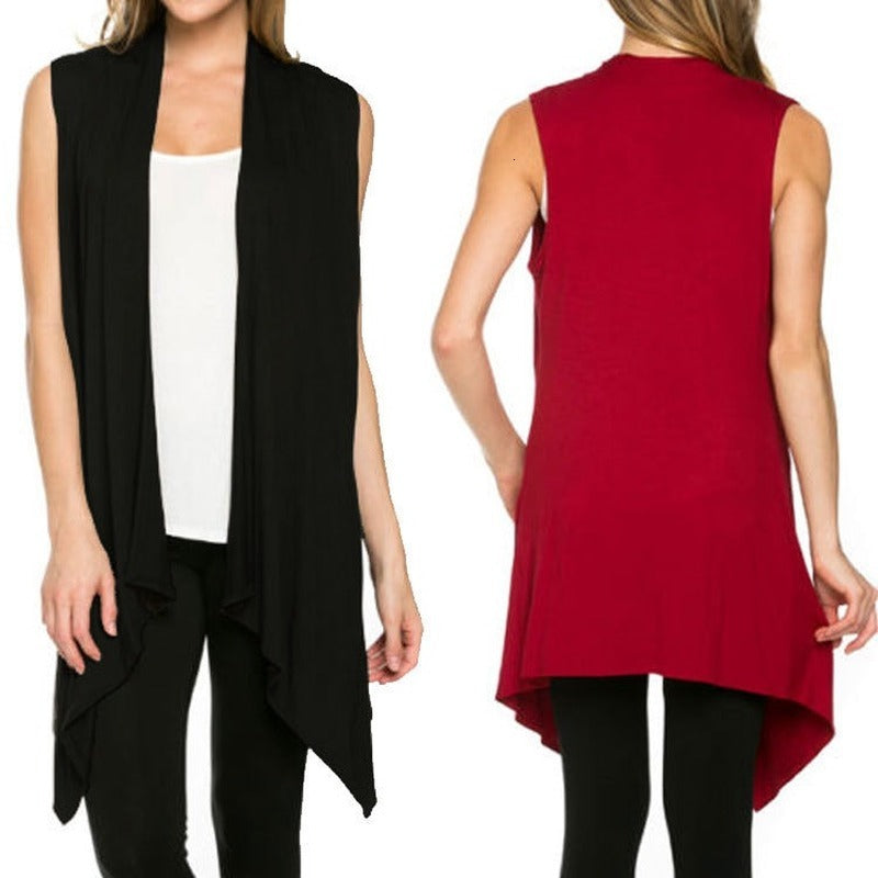 dresses Women Sleeveless Draped Open Front Cardigan Blouses Casual Asymmetric Hem Vest Blouse Top Women&#039;s Shirt Blusas