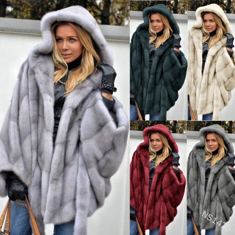 coat Winter Plus Size Hooded Faux Fur Coats Women Fashion Solid Office Ladis Outwear Plush Jackets Female Abrigos Mujer Invierno