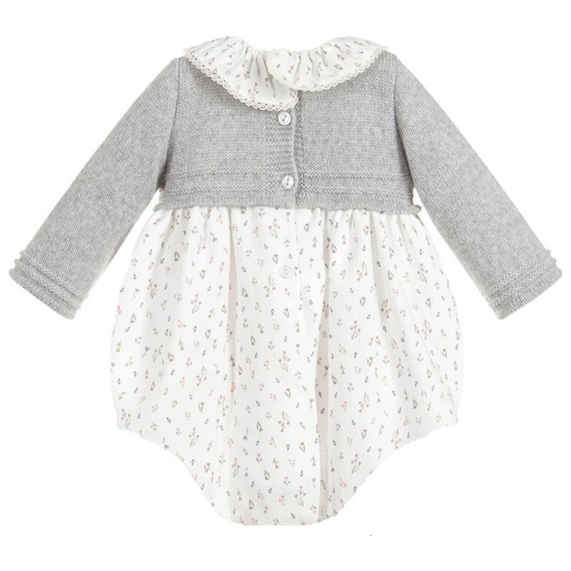 Children&#039;s suit Baby Spanish Floral Romper One Piece Girl Knitting Jumpsuit Toddler Boutique Clothes Infant Birthday Christening Rompers
