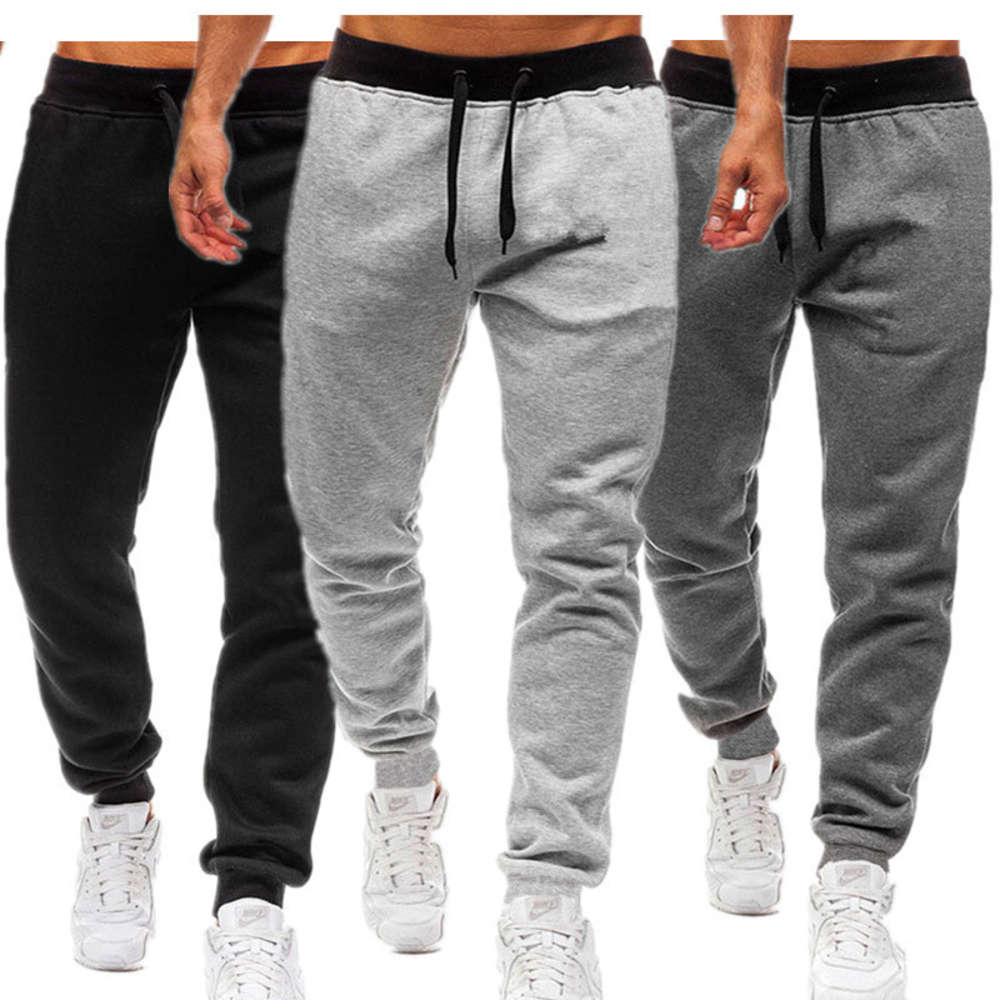 2021 casual sports pants solid Leggings men&#039;s trousers lace up fleece
