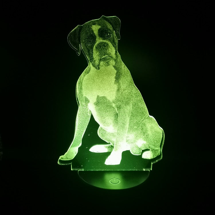 Acrylic 3D Light Boxer LED Animal Desk Lamp for Bed-Hotel Room Decor Touch Sensor Colorful NightLight