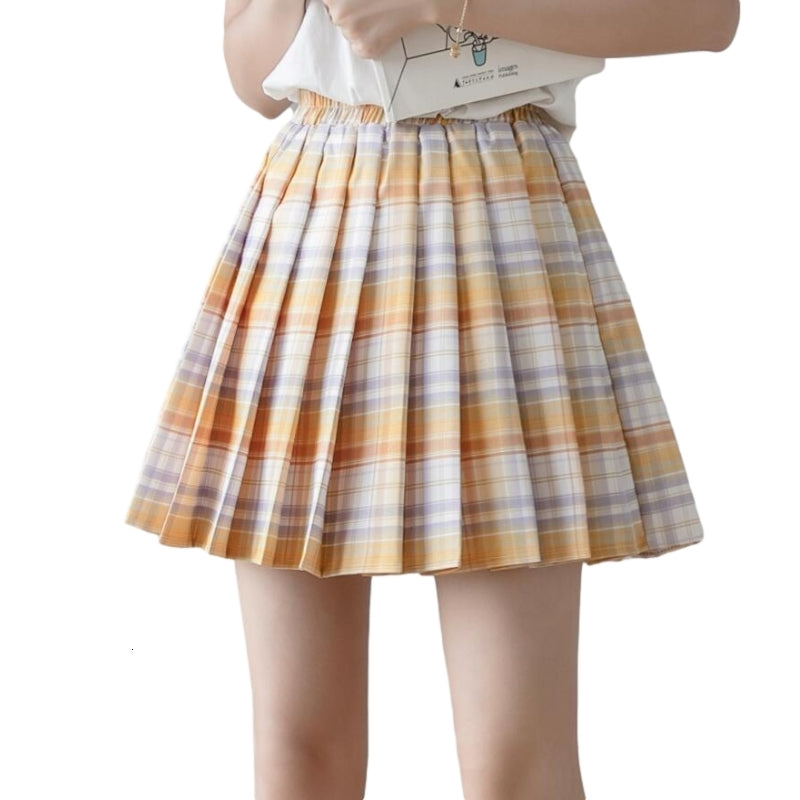 Harajuku Fashion Pleated Mini Skirt Women Summer Kawaii High Waist School Girls Cosplay Plaid Tennis Teens Uniform Short Skirts