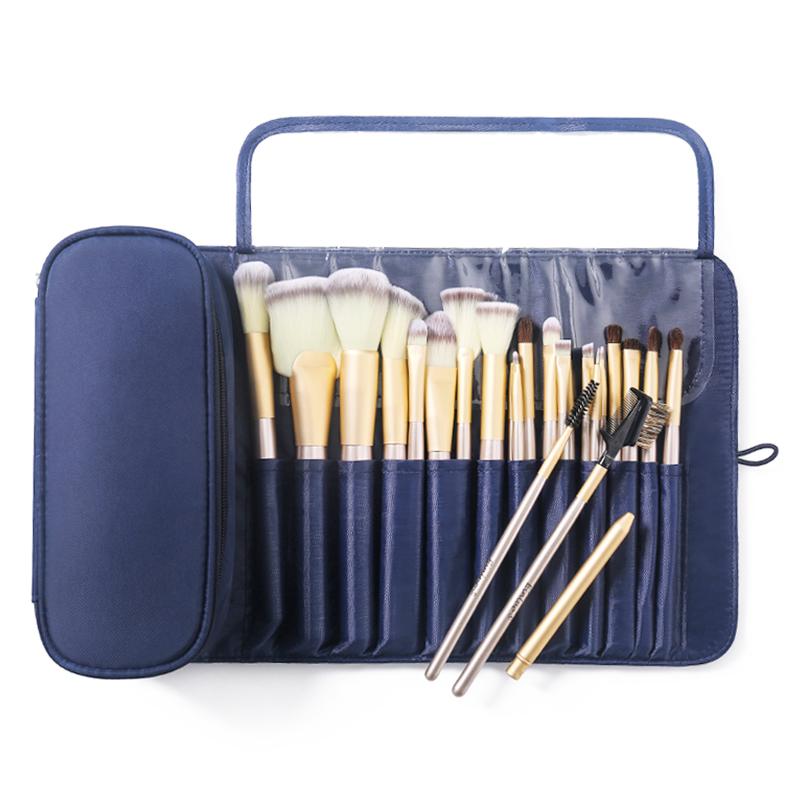 Makeup Brushes Set 24-Pcs Cosmetic Bag Women&#039;s Travel Fold Organizer Make Up Pouch Foundation Powder Blushes Bags & Cases