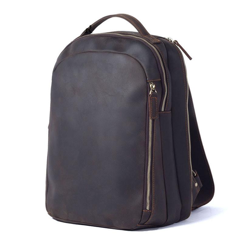 Brand Vintage Backpacks Men Women&#039;s Outdoor Daypack Travel Large Capacity Genuine Leather Laptop Schoolbags Backpack