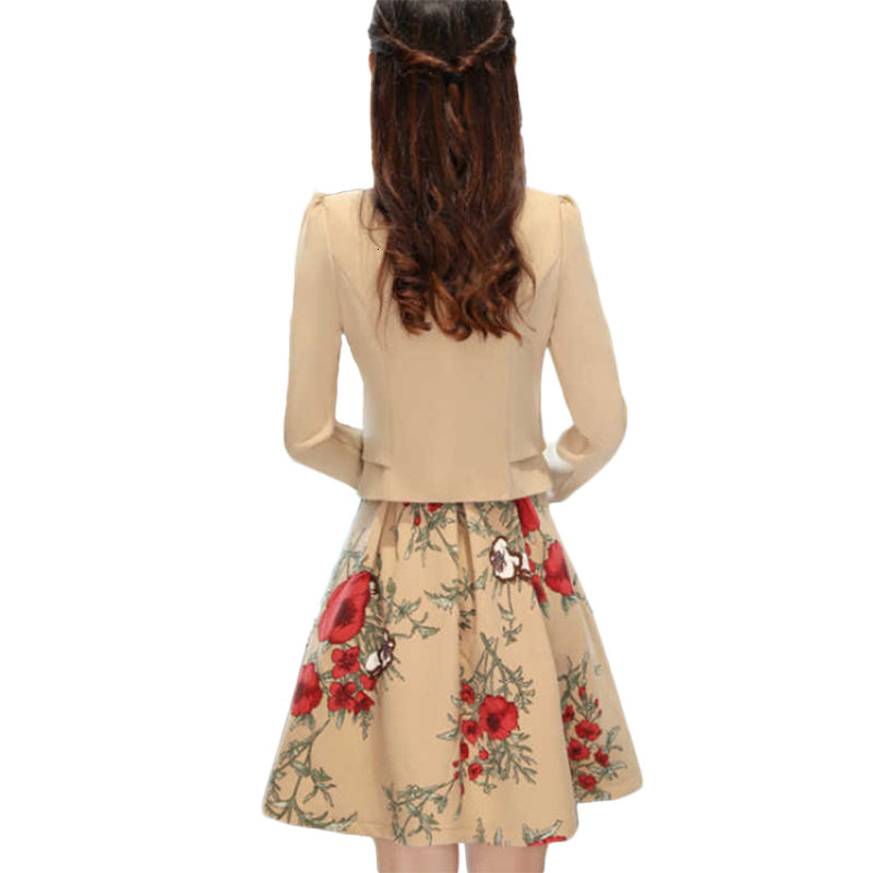 SHERAN Autumn Business Suit Elegant office dresses for ladies women 2 piece dress Long Sleeve Blazer Sleeveless 201009