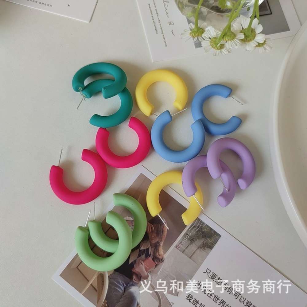 Elegant style candy 2021 new fashion simple temperament color Korean spring and summer Earrings