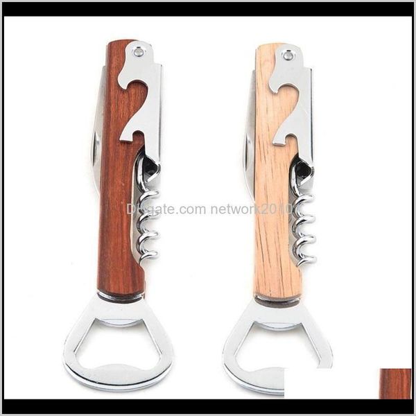 Openers Kitchen Tools Kitchen Dining Bar Home & Garden Drop Delivery 2021 Wood Handle Stainless Steel Deluxe Corkscrew Double Hing