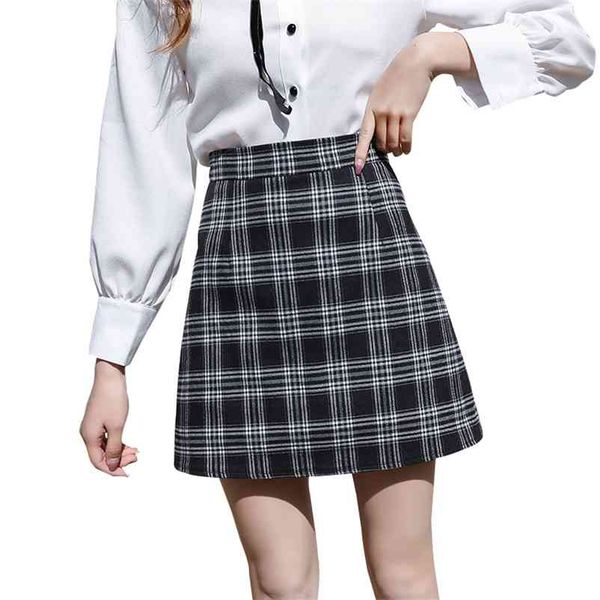 Spring Women Skirt High Waist Plaid Skirt Mini Short A-Line Skirt Female Sweet Cute School Uniforms Preppy Clothes 210412