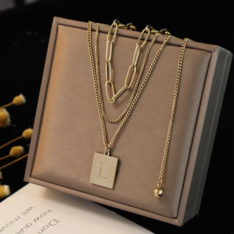 Pendant Necklaces Titanium Steel Multi-layer Chain Choker Necklace For Women Gold Silver Color Fashion Portrait Chunky Jewelry