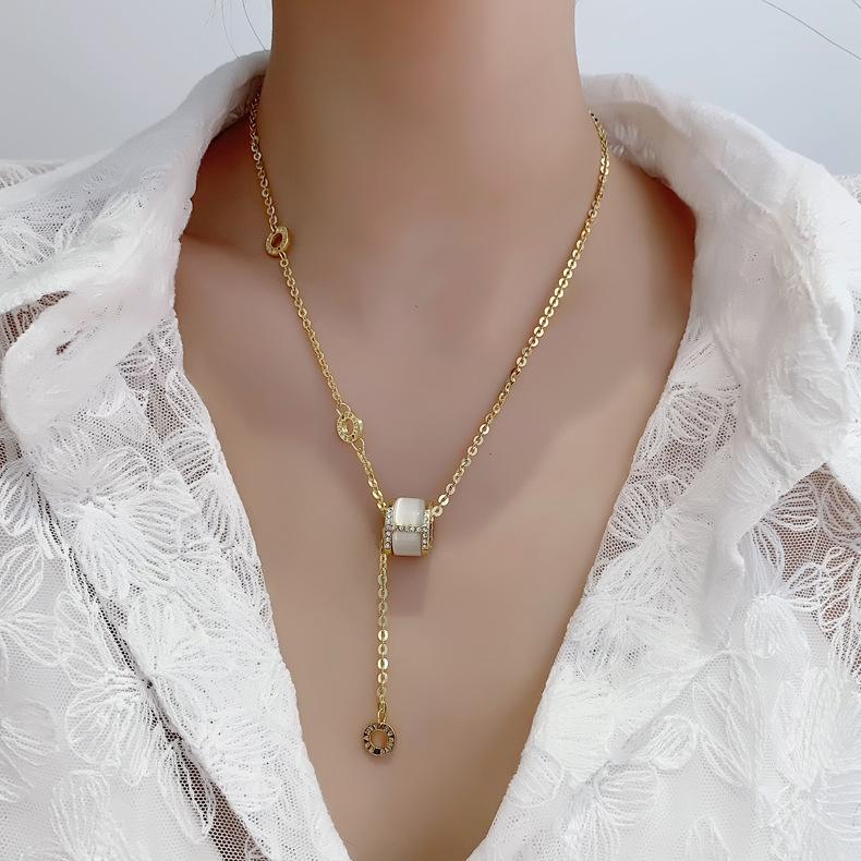 Pendant Necklaces 2021 Luxurious Sparkling Opal Ring Necklace For Wedding Party Jewelry With Gold Roman Digital Choker Women