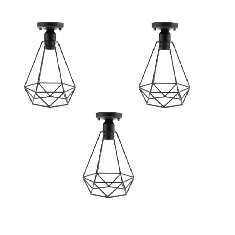 Lamp Covers & Shades 3pcs-lot Antique Black Wire Loft Pendant Ceiling Light Cage For Asile-Hallway Lighting Iron Design