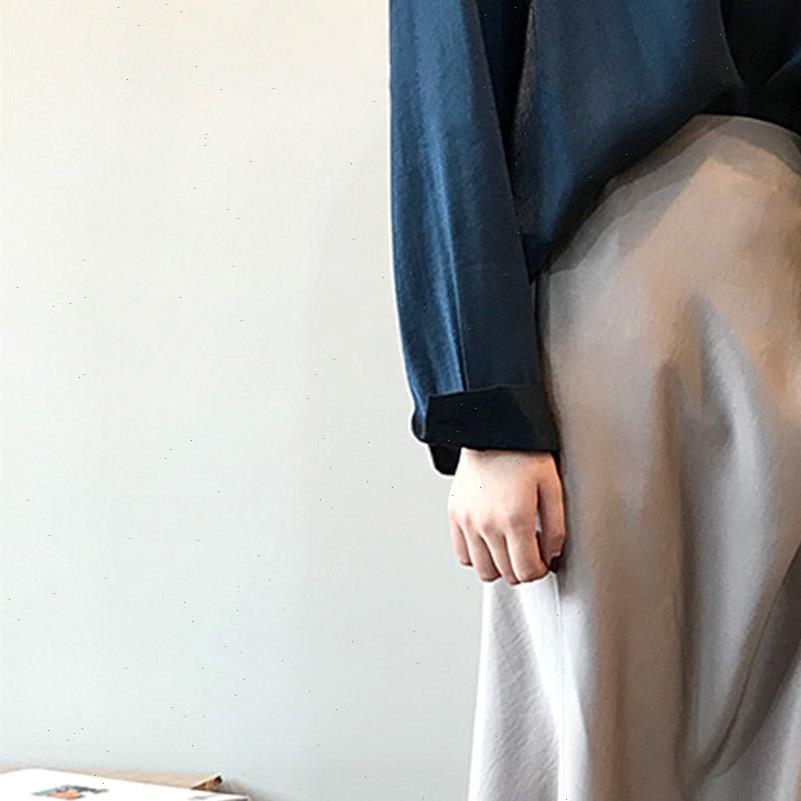 Summer High Waist Elegant Women Skirts A Line Long Chic Vintage Satin Black Champagne Color Fishtail