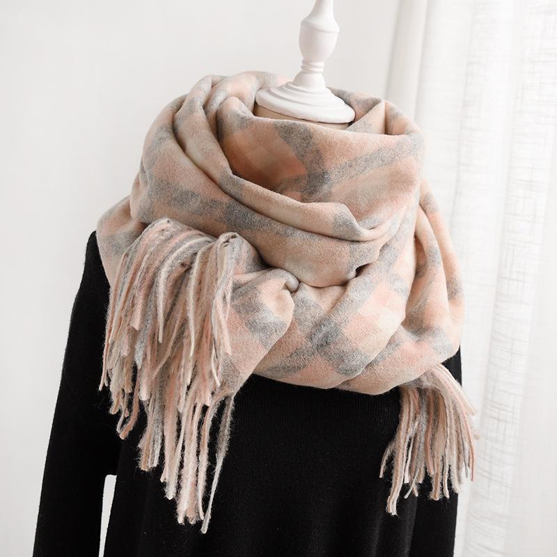 Scarves Double-sided Classic Chequered Cashmere-like Scarf For Women In 2021,Warming And Thickening Shawl Winter Korean Edition