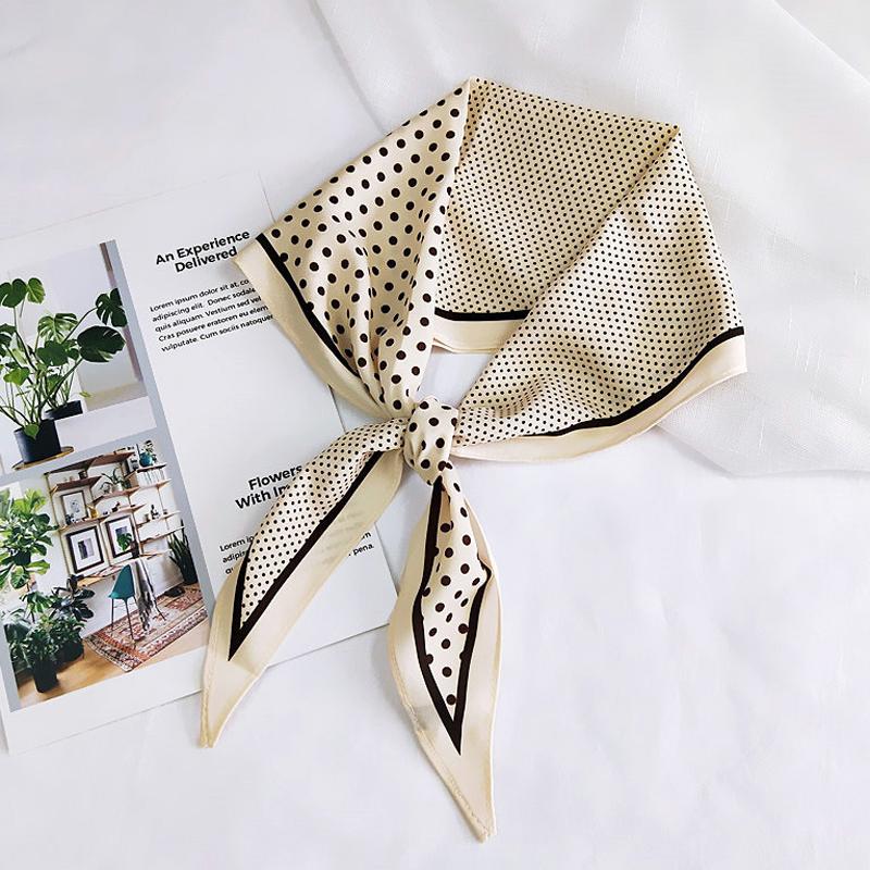 Scarves MoriBty Dot Women Silk Scarf Headwear Summer Diamond Shape Bufandas Neckerchief Tie Foulard Femme Hair Ribbon Headscarf Bag Wrap