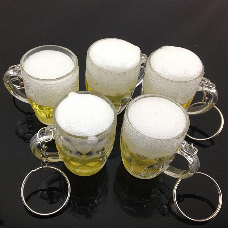 Keychains Resin Simulation Beer Cup Pendant Crafts Keychain Car Bag Jewelry Accessories Gifts