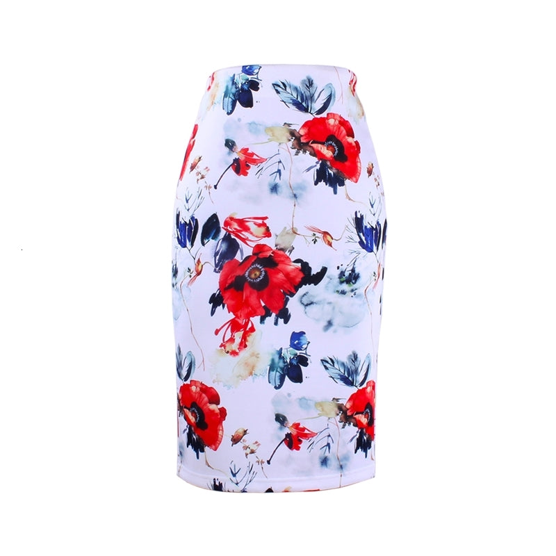 Skirts S-4XL con estampado de flores para mujer, faldas femeninas moda chicas P92 BWM4