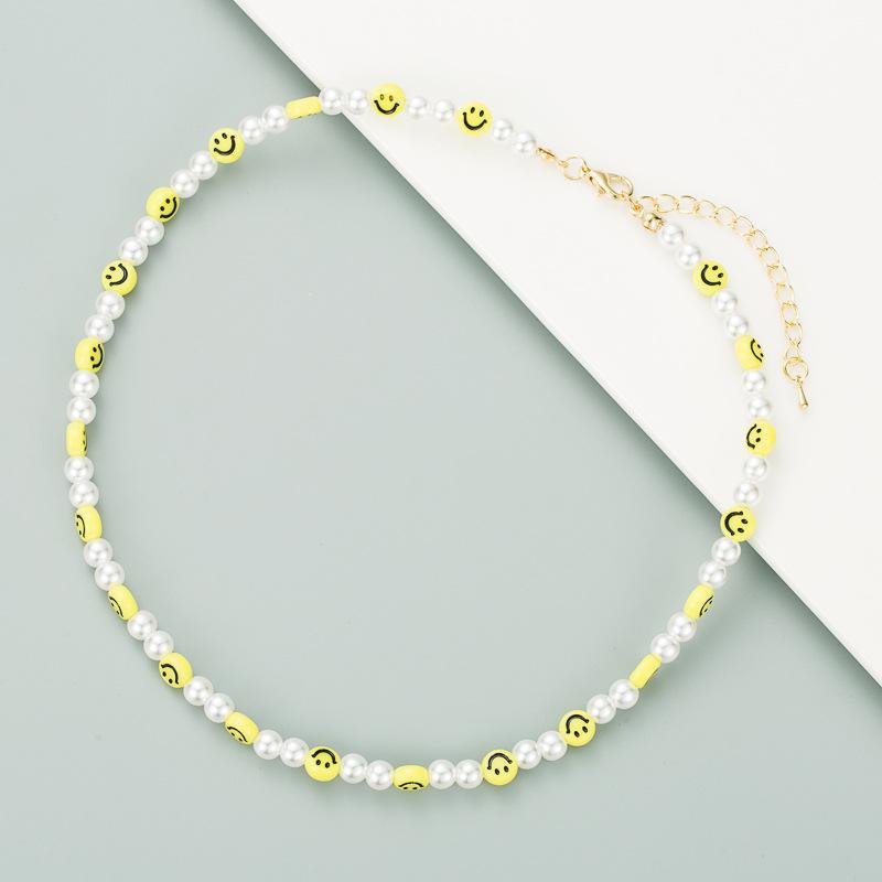Chokers 2021 Boho Trend Simulated Pearl Choker Necklace For Women Heart Smile Chain Beads Jewelry High-quality Accessories