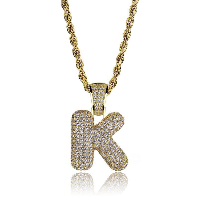 Pendant Necklaces Lucky Sonny Factory Price Bling CZ Micro Paved Initials Custom Name Bubble Letters Pendants Men&#039;s Hip-Hop Jewelry