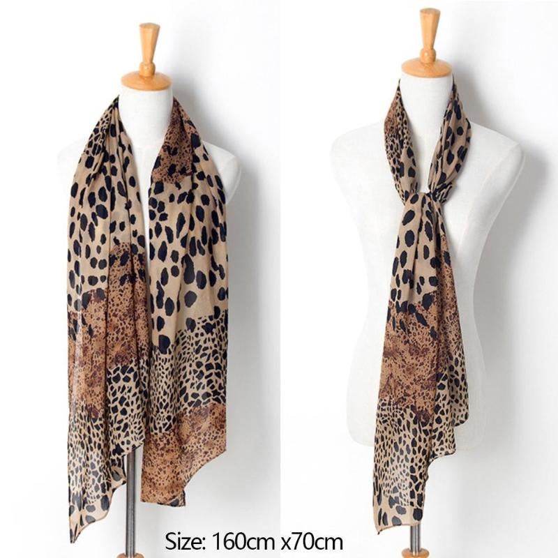 Scarves Women Leopard Print Chiffon Long Large Scarf Fashion Wraps Soft Spring Summer Lady&#039;s Thin Hijab Elegant Shawl