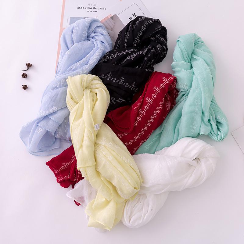 Scarves 2021 Est Tribal Aztec Print Foam Shawls Women Cotton Muslim Geometry Scarf Wraps Hijab Muffler 10 Color