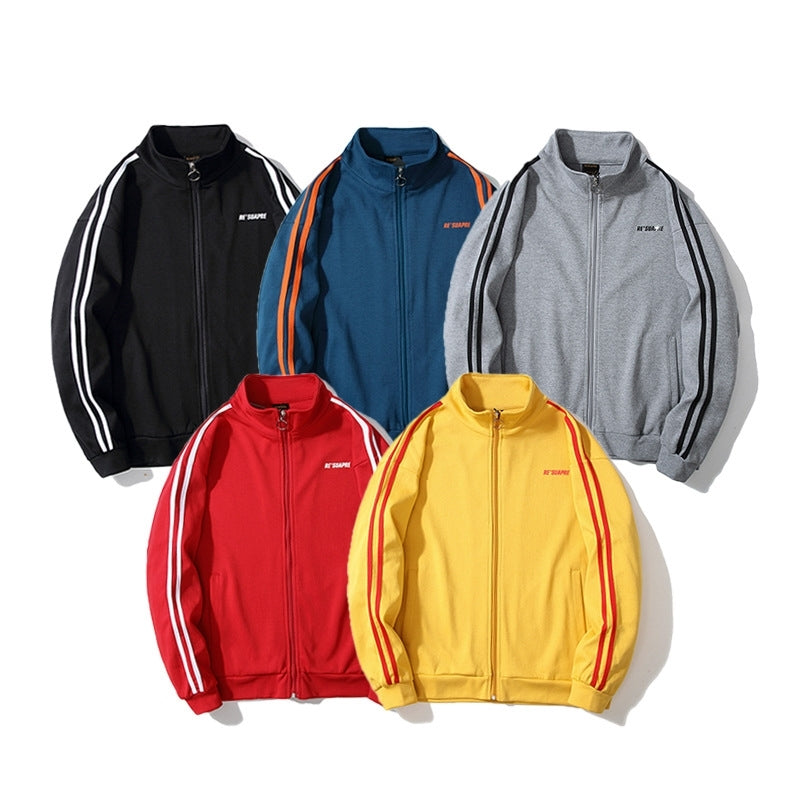 Sweater men&#039;s cardigan leisure student long sleeve loose stand collar sports Baseball Jacket salt jacket