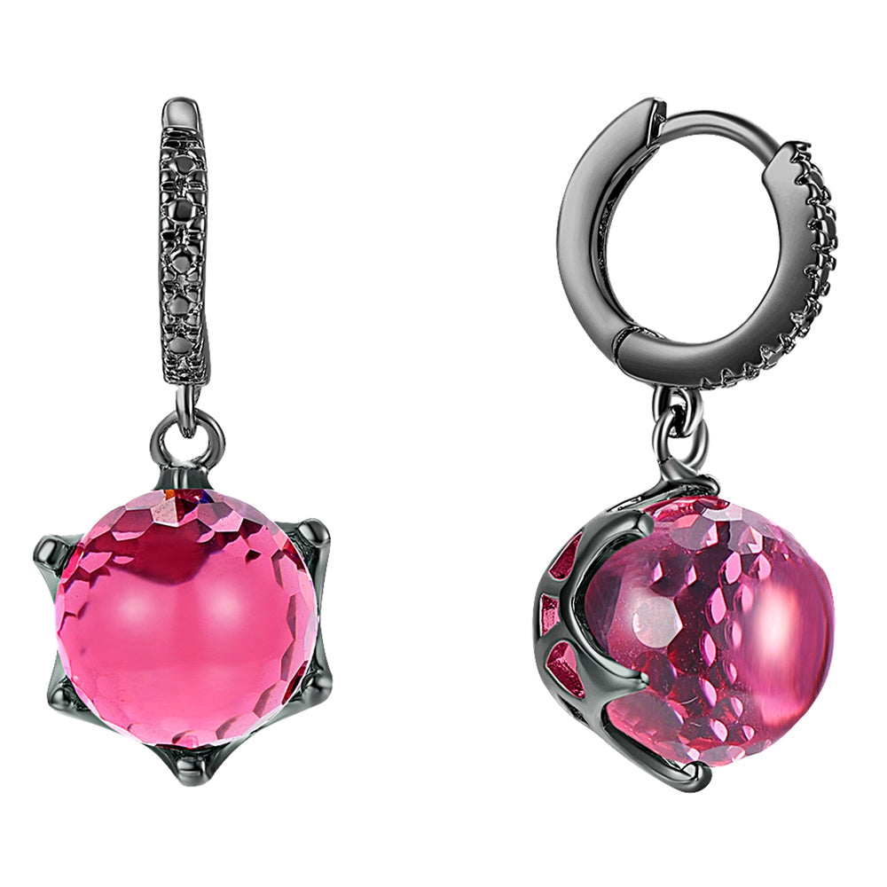 12mm Fuchsia Ball Crystal Dangle Earring Beautiful Sweet Jewellery Clip Drop Earrings For Women