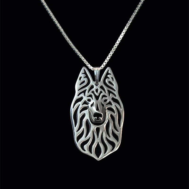 Pendant Necklaces Unique Romantic Gold Silver Color Long Haired Dutch Shepherd Necklace Women Friend Choker
