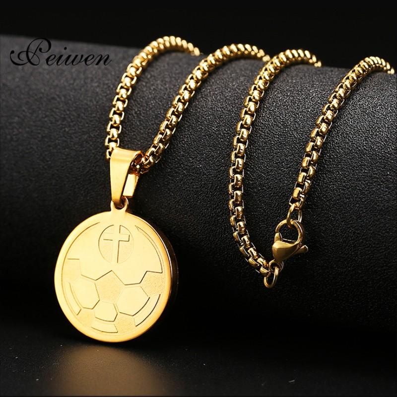 Pendant Necklaces Stainless Steel Football Cross Necklace For Men Women Soccer Chain Choker Sport Jewelry Summer Accessories