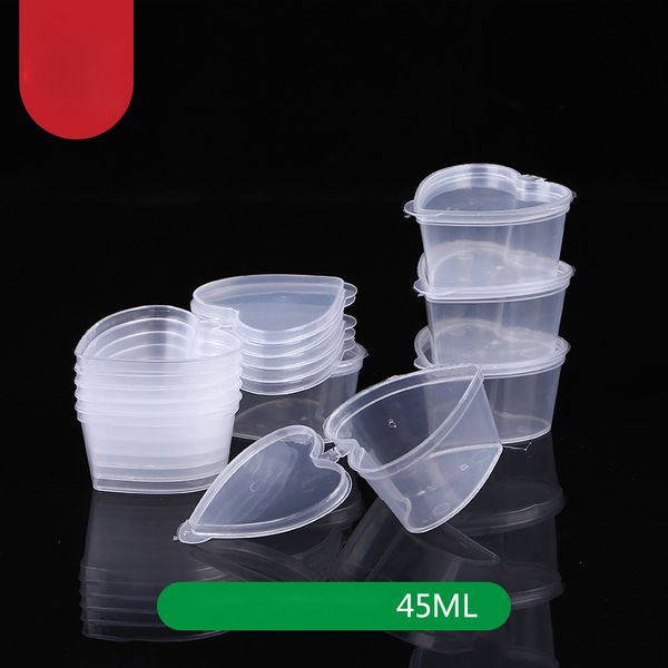45ML 1.5oz Small Plastic Sauce Cups Disposable Take Out Containers Takeaway Food Storage Transparent Boxes with Lids