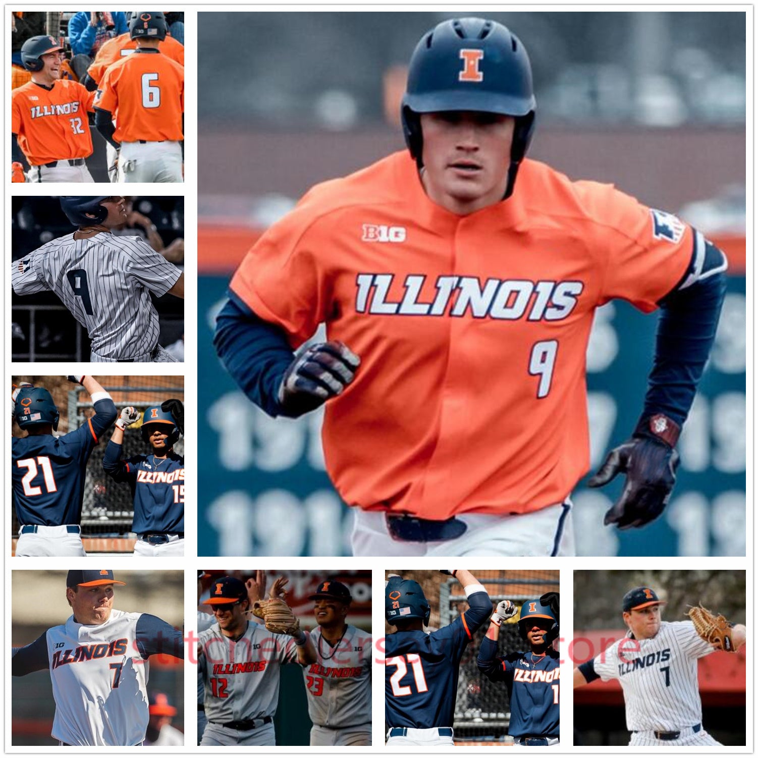 Illinois Fighting Illini baseball stitched custom any name number Jersey women mens youth 9 BREN SPILLANE