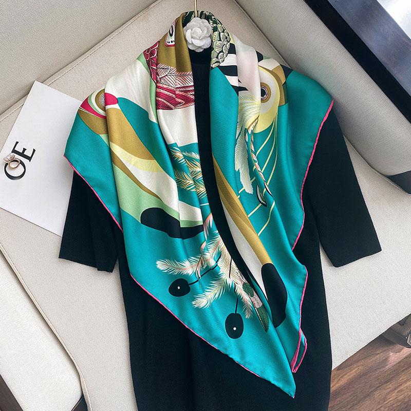 Scarves Lady Scarf Square Hijab Neck Foulard Twill Silk Large Kerchief Female Soft Headband Spring 2021 Wraps Bandana Hijabs