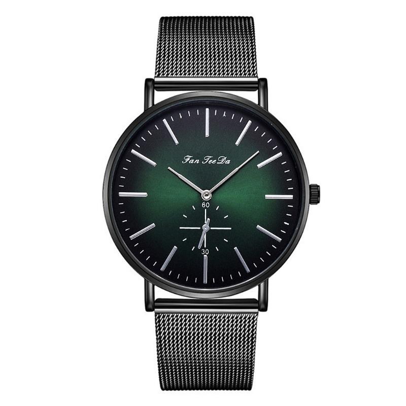 Wristwatches Business Men Watch Polarized Light Mirror Simple False Monocular Accurate Scale Fashion Male Clock Mesh Belt Quartz