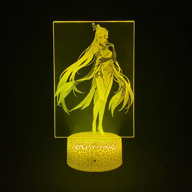 Bedroom Plug in Night Light LED Anime Nightlight Genshin Impact Decor 3D Lamp Desk Ningguang Figure APP Control Birthday Gift Kids