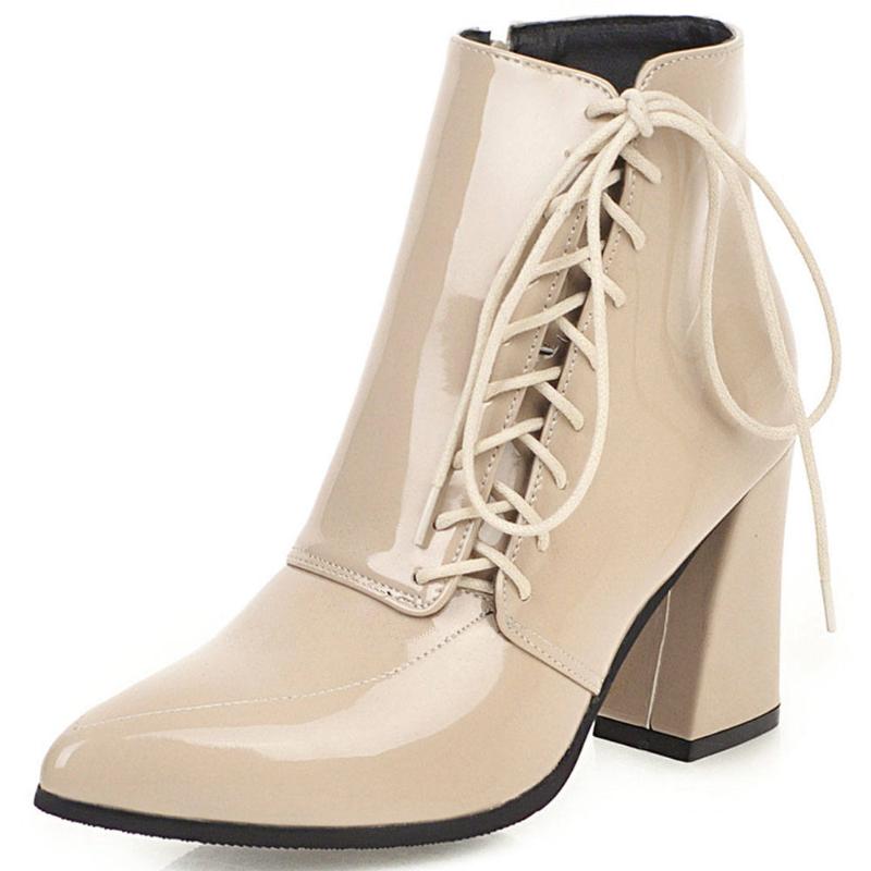 2021 Lapolaka New Large Sizes 43 Lace Up Pointed Toe High Heels Fashionable Winter Woman Shoes Office Lady Ankle Boots 1