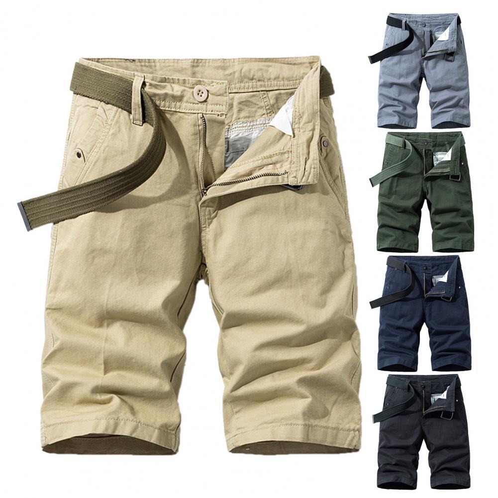 30-38 Shorts Not Easy to Pilling Not Deformed With Belt Men All-season Belted Ripstop Basic Shorts for Youth